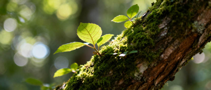 青苔与新叶共生图片