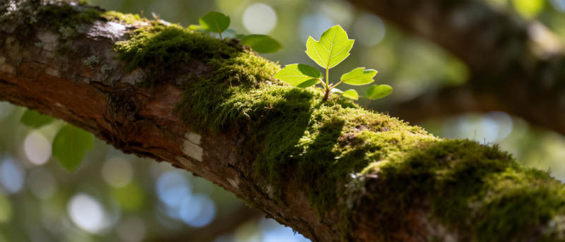 青苔枝头新叶生图片