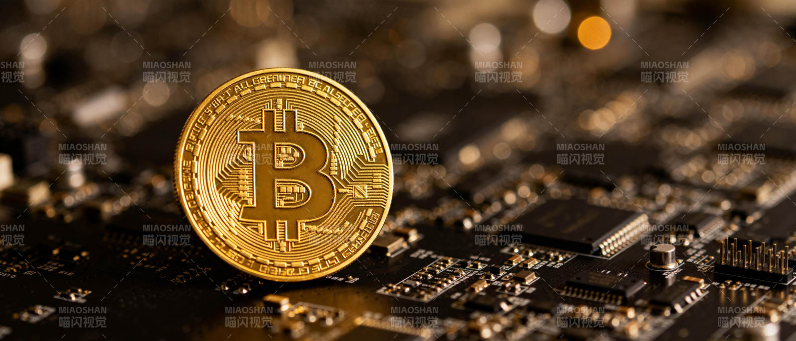 比特币芯片背景图片