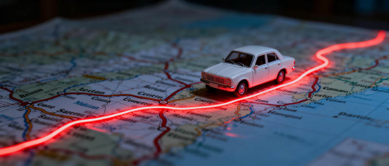 车行地图上的红光轨迹图片