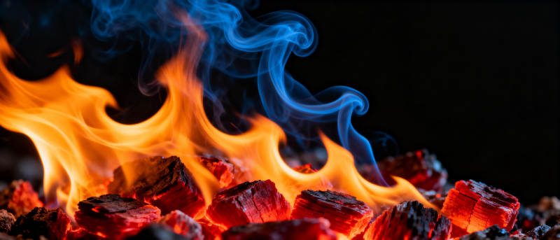火焰燃烧的炭火图片