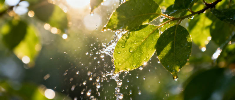晨露叶间闪烁图片