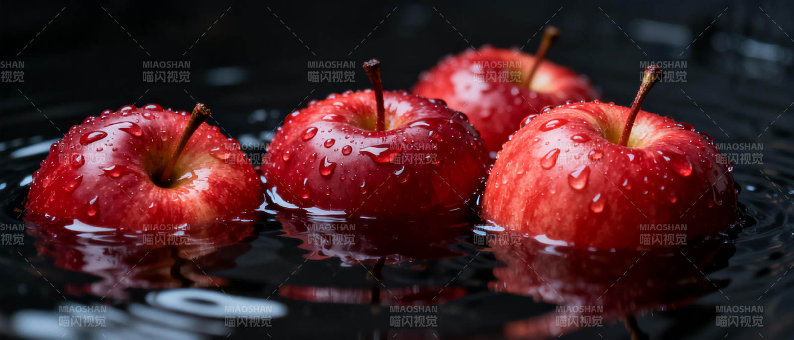 水珠红苹果图片