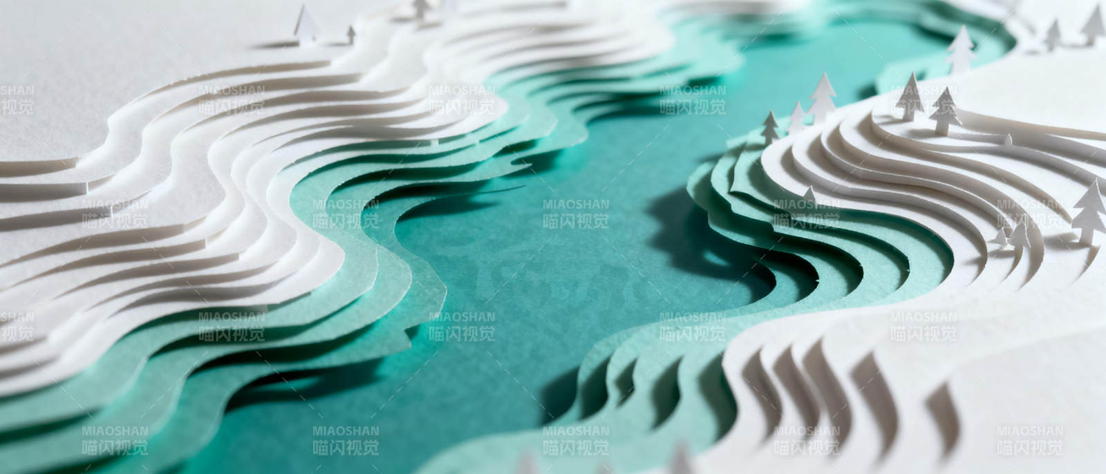 纸艺山水画卷图片