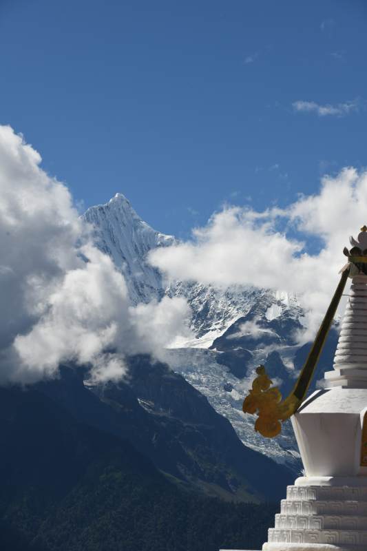 云南梅里 雪山圣塔云海间图片