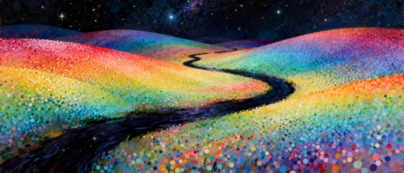 彩虹星夜之路图片