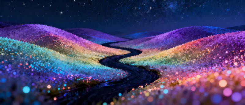 星夜彩虹谷图片