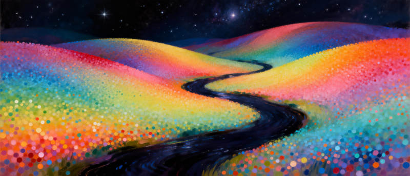 彩虹山谷夜景图片