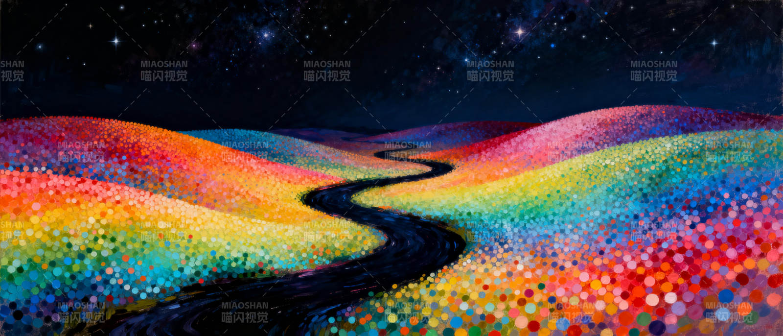 星夜彩虹路图片