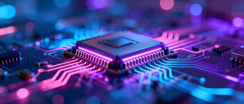 芯片电路炫彩特写图片