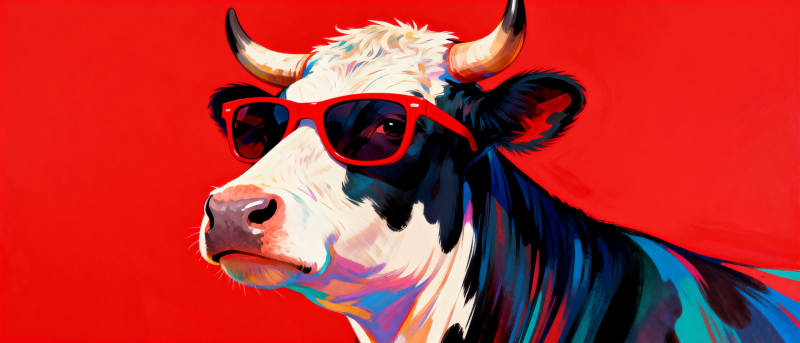 酷牛戴墨镜图片