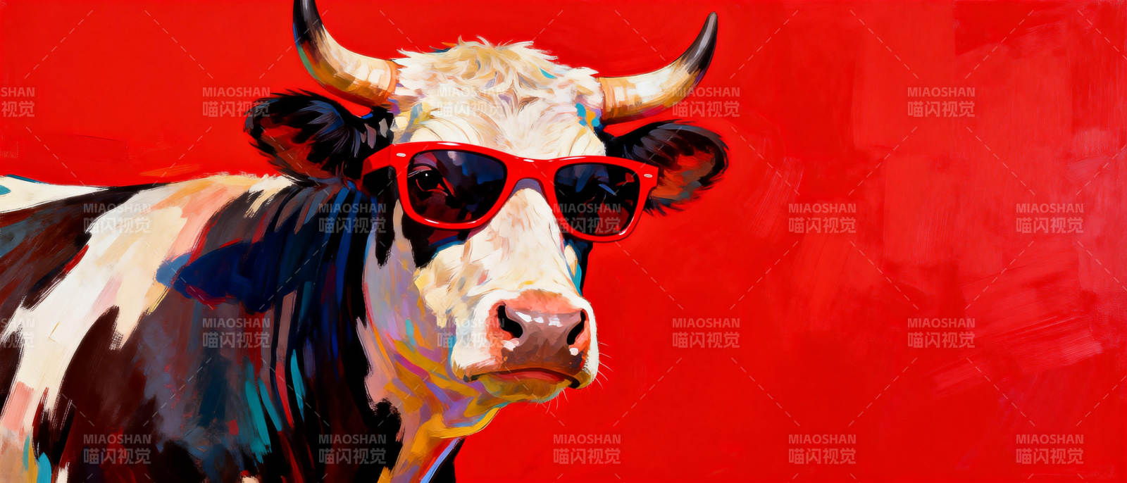 酷牛戴墨镜图片