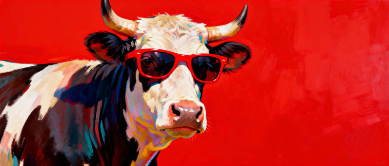 酷牛戴墨镜图片