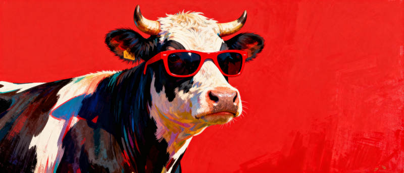 酷牛戴墨镜图片