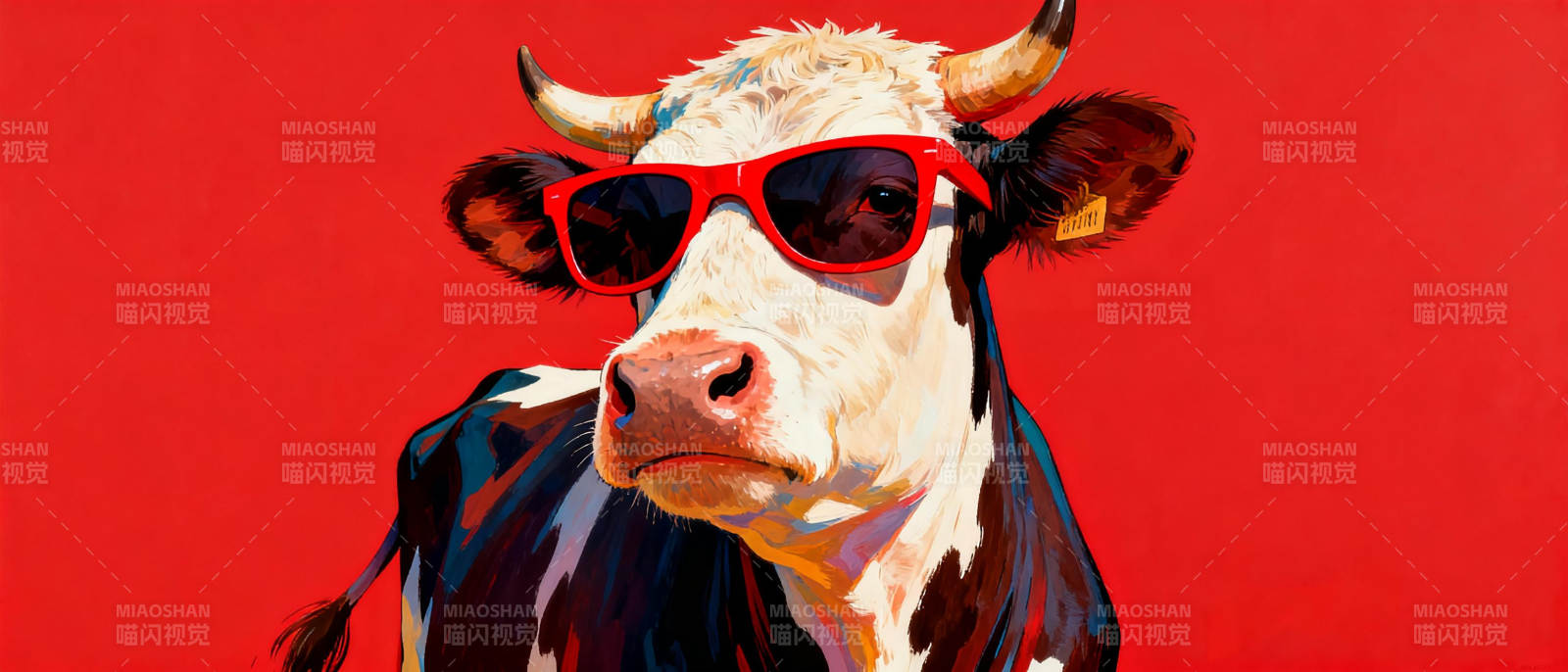 酷牛戴墨镜图片