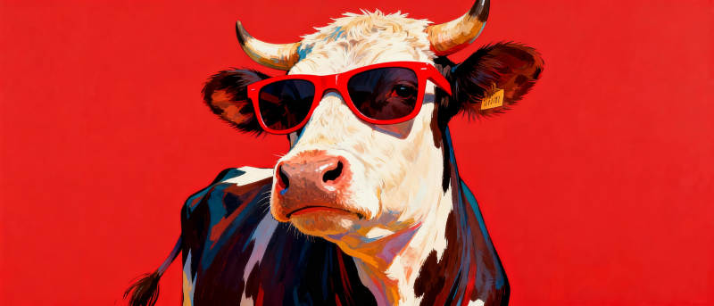 酷牛戴墨镜图片