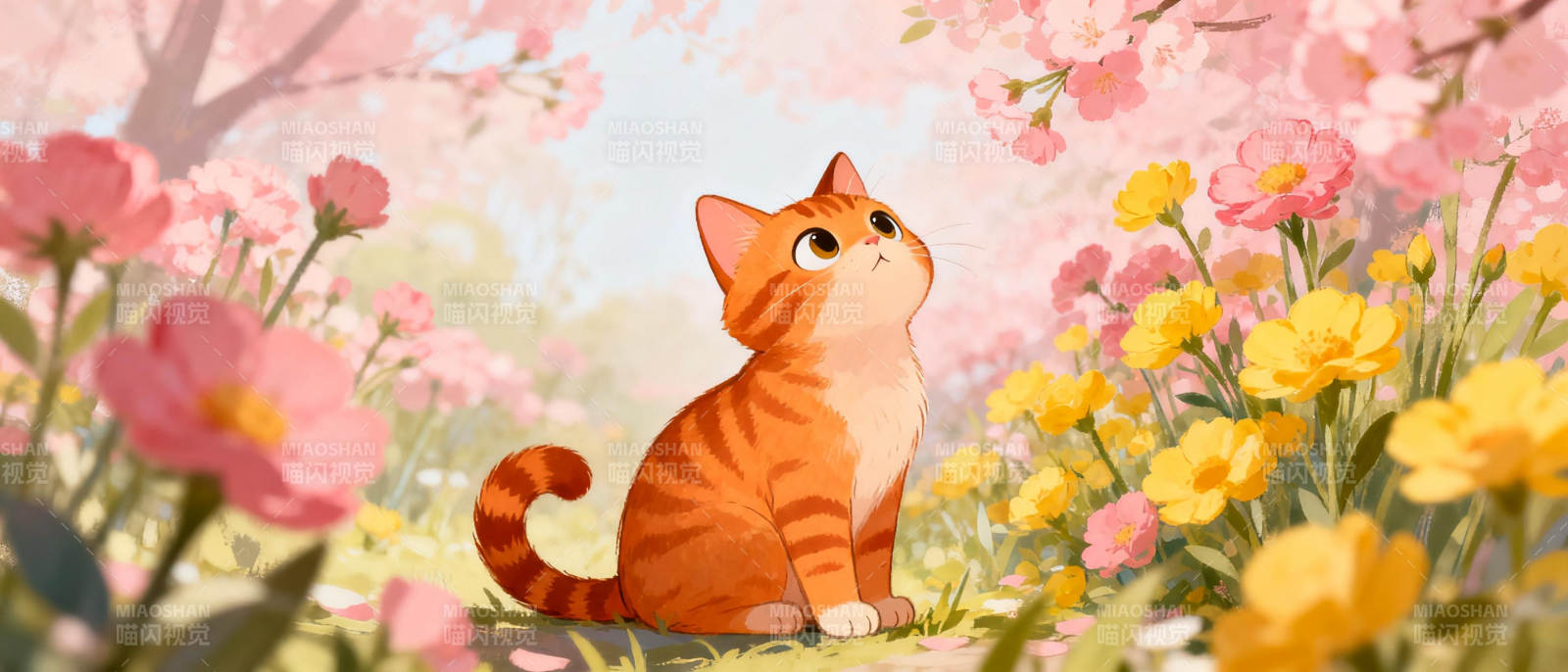 春日小猫赏花图片