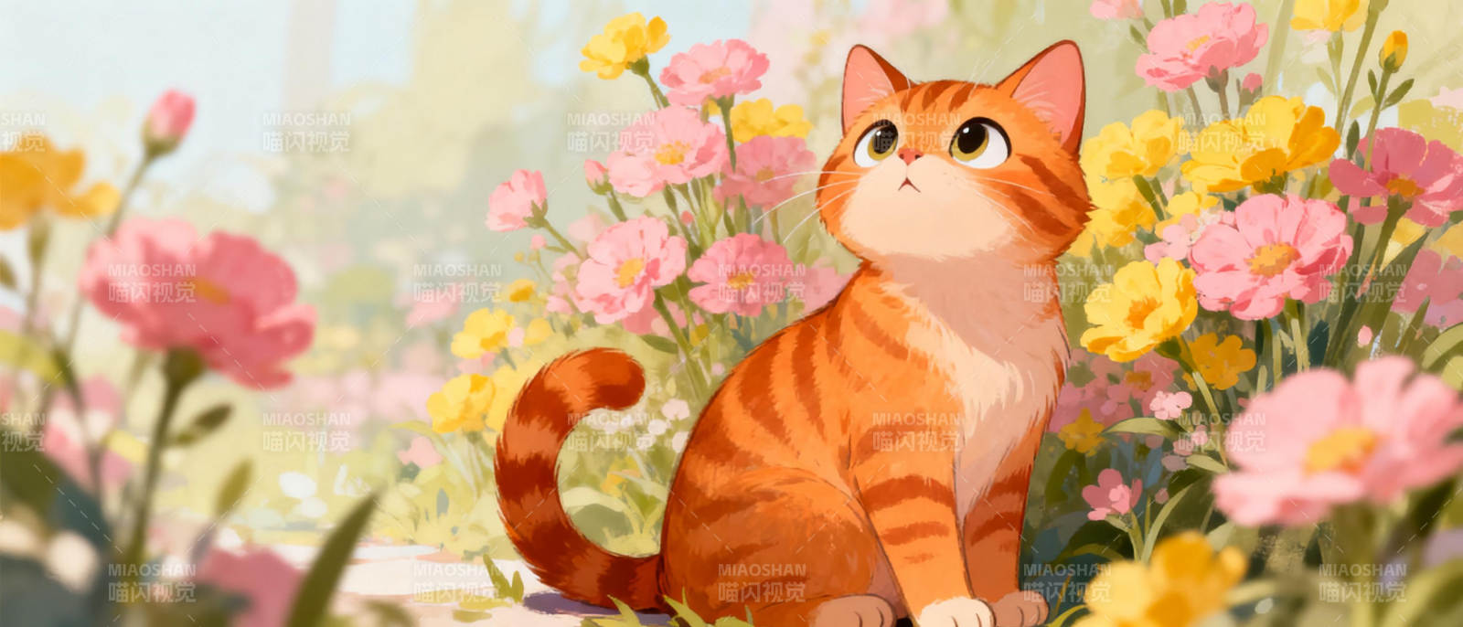 花丛中的小猫图片