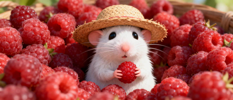 小鼠与覆盆子图片