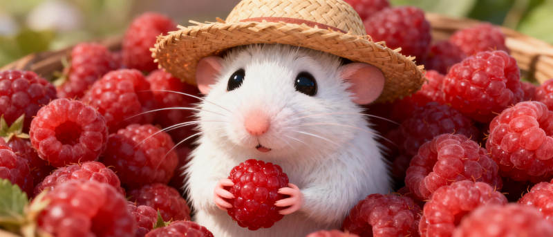 小鼠与覆盆子图片