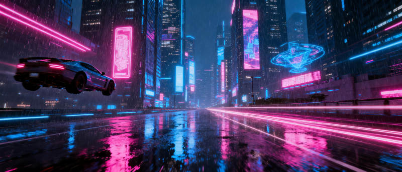 霓虹飞车夜城图片