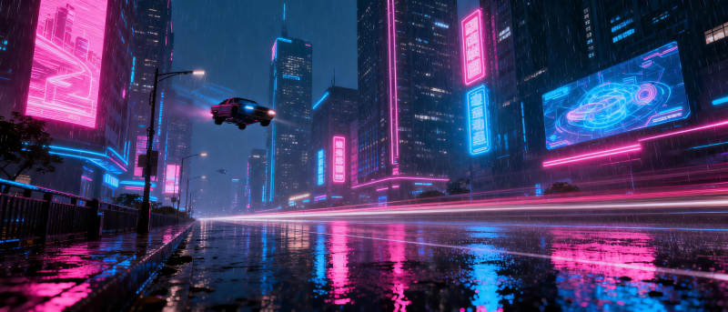 霓虹都市夜景图片