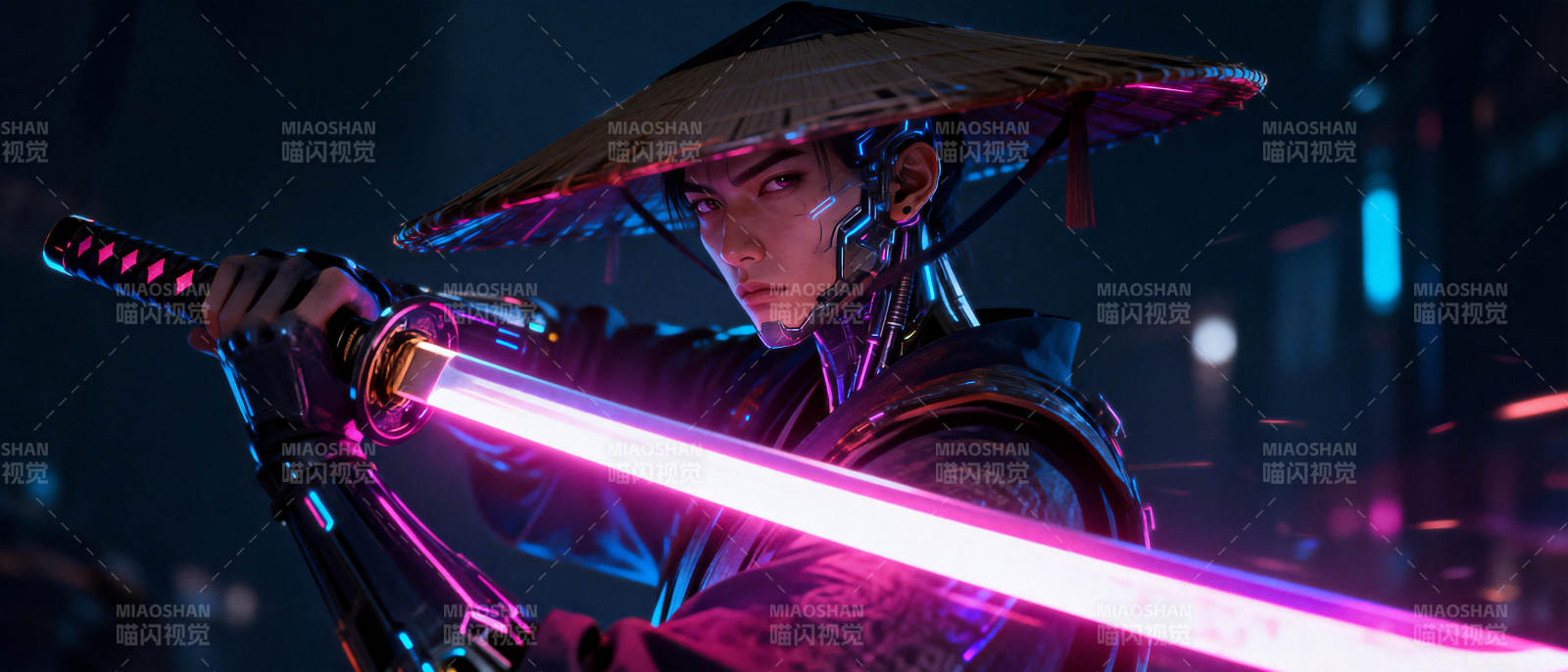 霓虹武士夜行图片