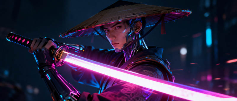 霓虹武士夜行图片