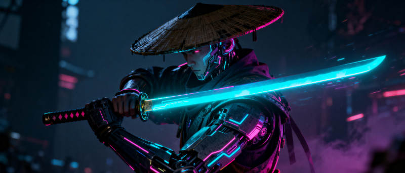 霓虹武士夜行图片