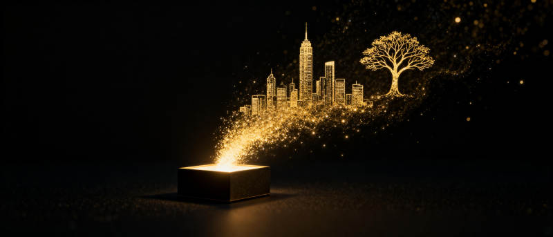 光之城市与树图片