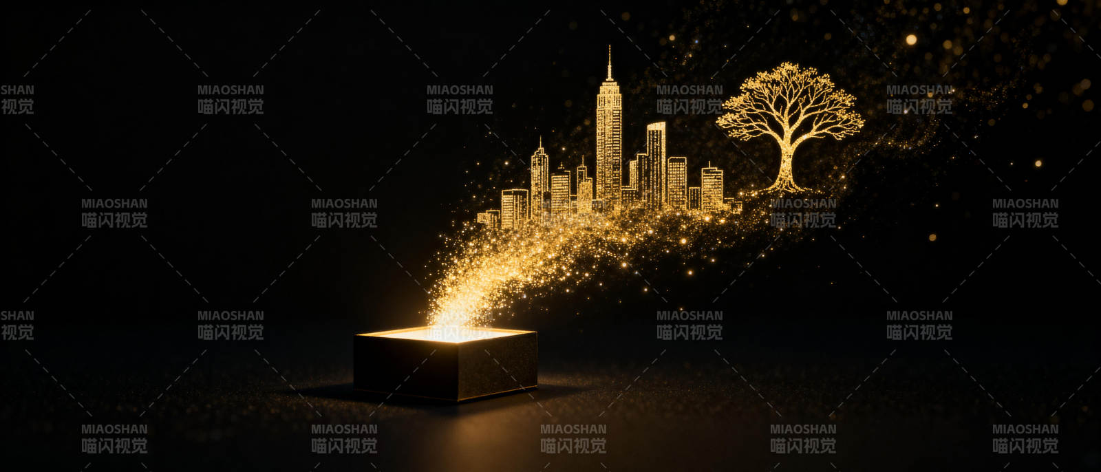 光之城市与树图片