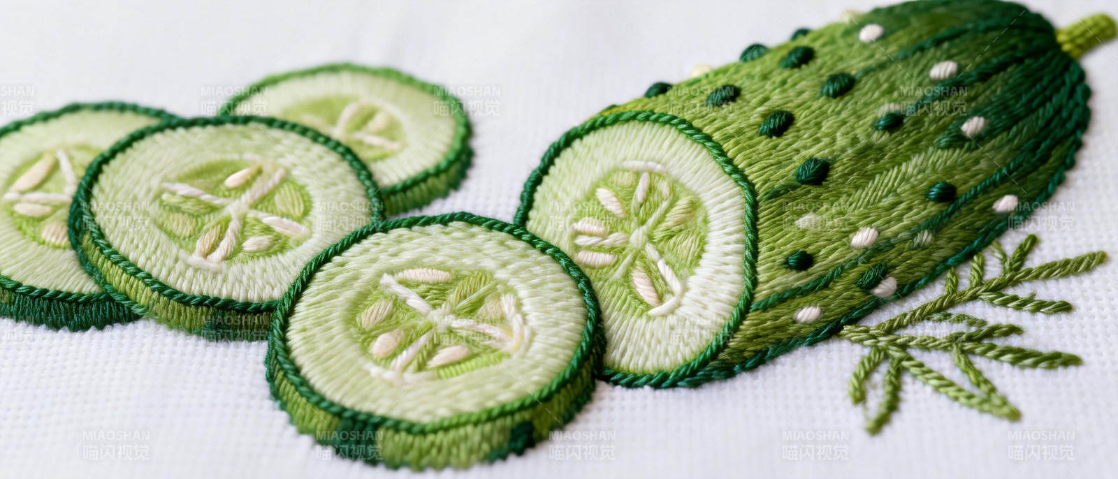 刺绣黄瓜切片图片