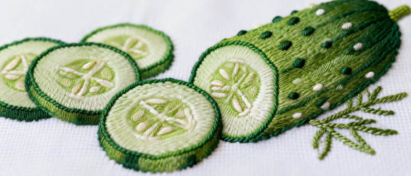 刺绣黄瓜切片图片