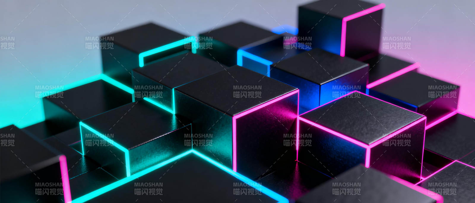 霓虹立方体阵列图片