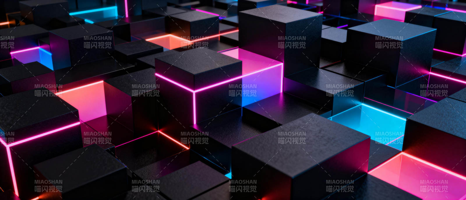 霓虹立方体阵列图片