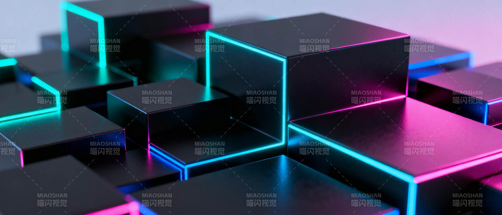 霓虹立方体阵列图片