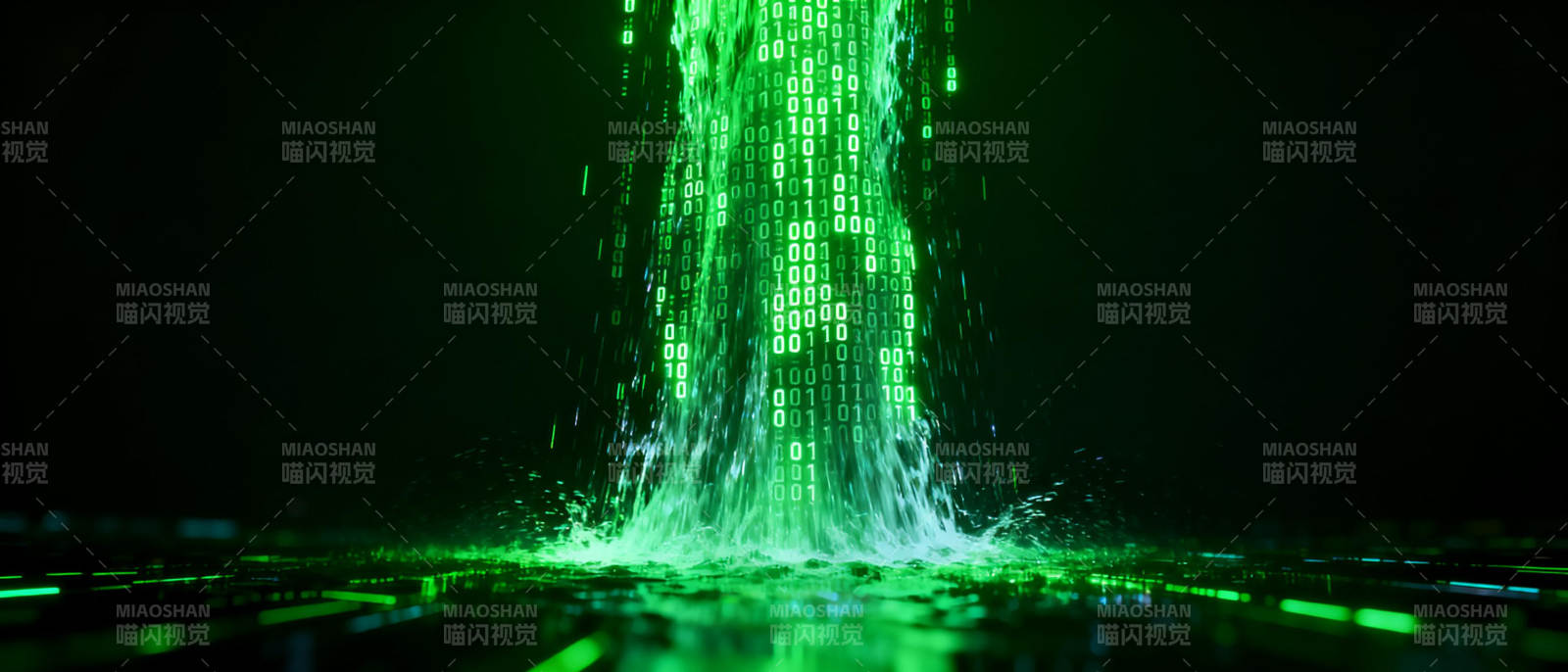 绿色数据瀑布图片