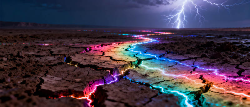 彩虹裂谷闪电夜图片