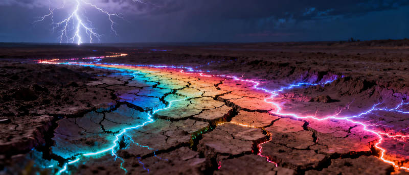 彩虹闪电裂地图片