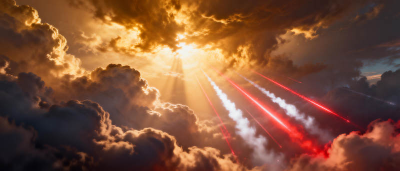 霞光破云 红迹划天图片