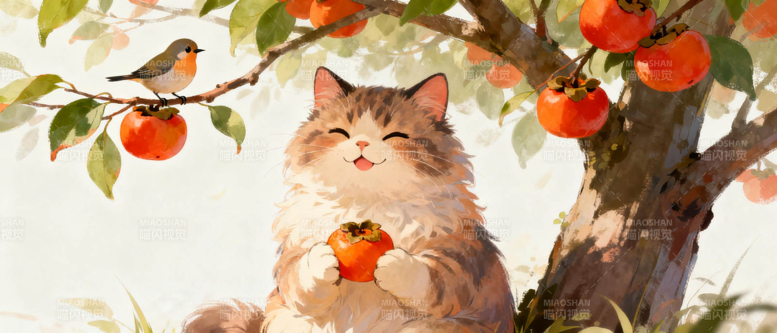 猫享柿子乐图片