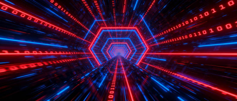 数字隧道 红蓝交织图片