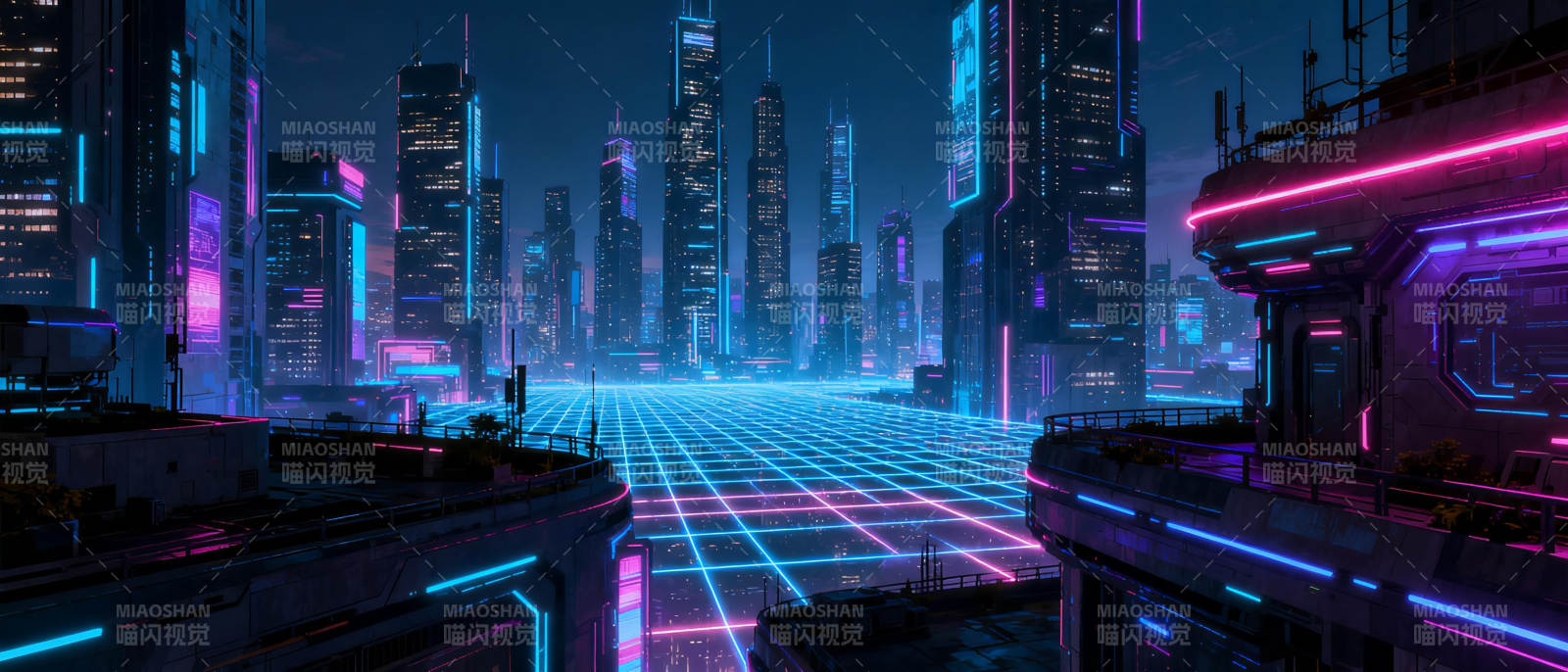 霓虹都市夜景图片