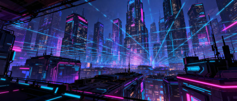 霓虹都市夜景图片