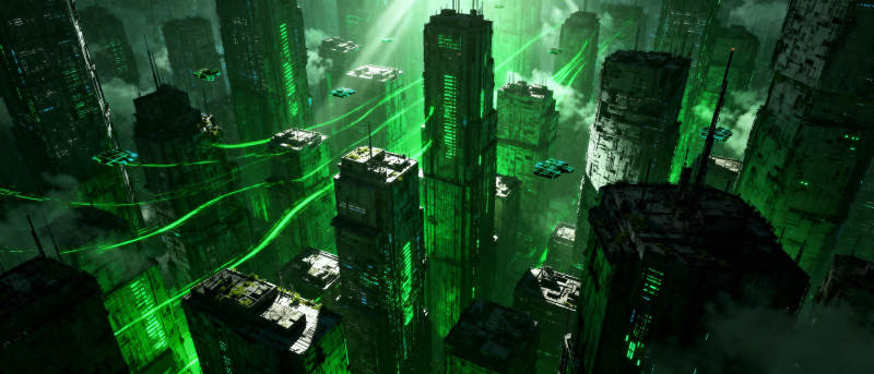 绿色都市夜景图片