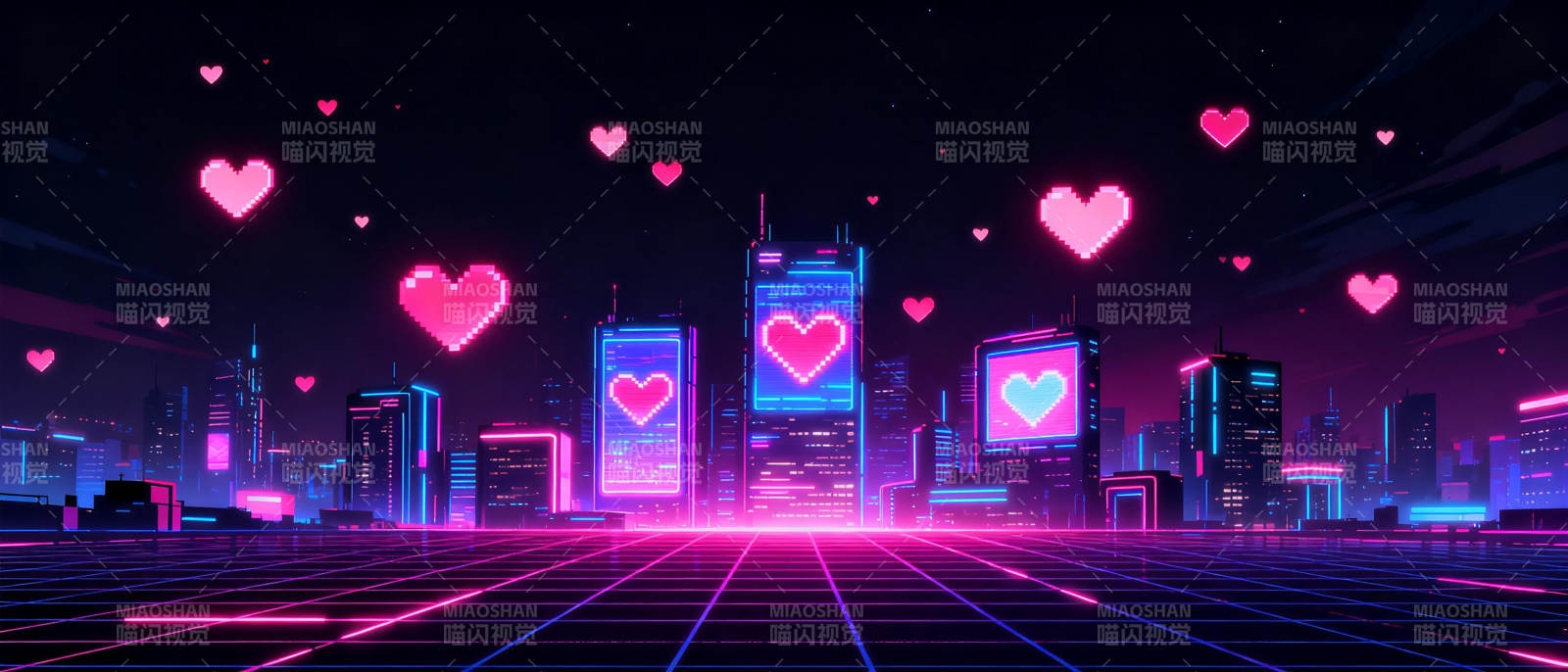 霓虹心城夜景图片