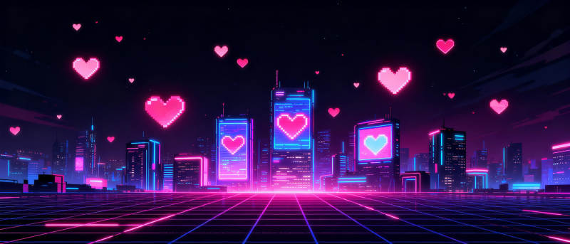 霓虹心城夜景图片