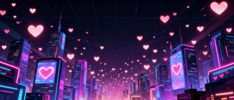 霓虹心城夜景图片