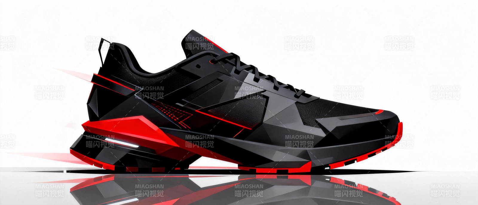 黑红运动鞋图片