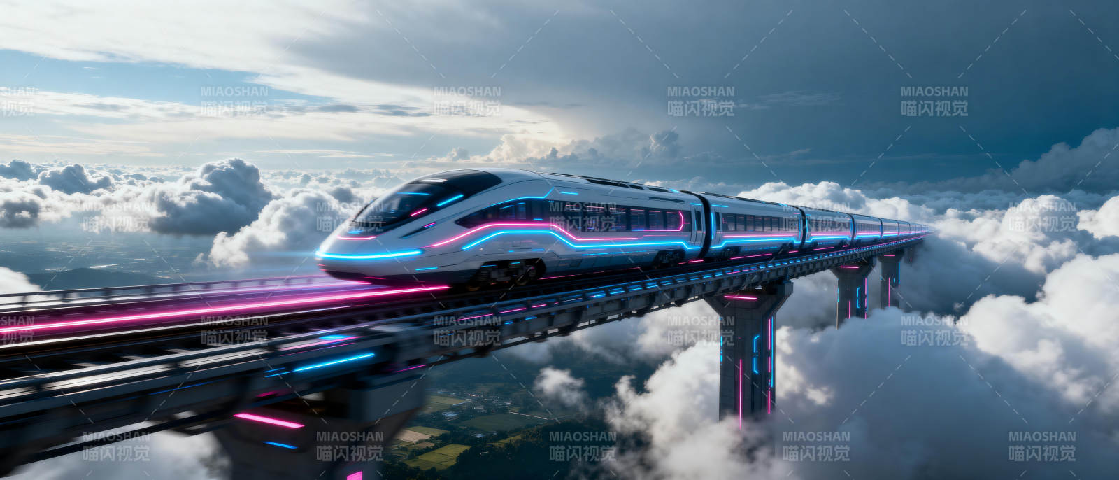 云上飞驰的未来列车图片